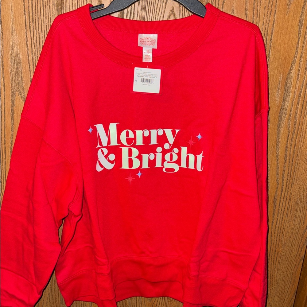 Red 'Merry & Bright' Sweatshirt - 1X NWT